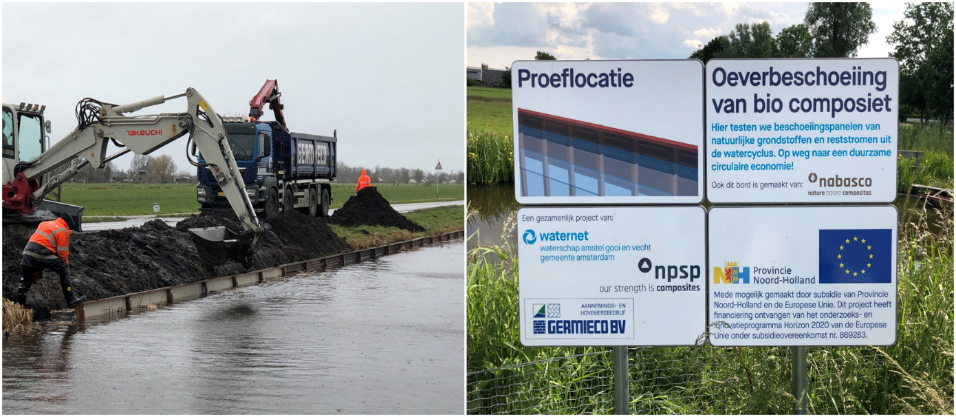 Construction of a Bank Protection pilot site at Waternet; both bank protection and info panel are of Nabasco®