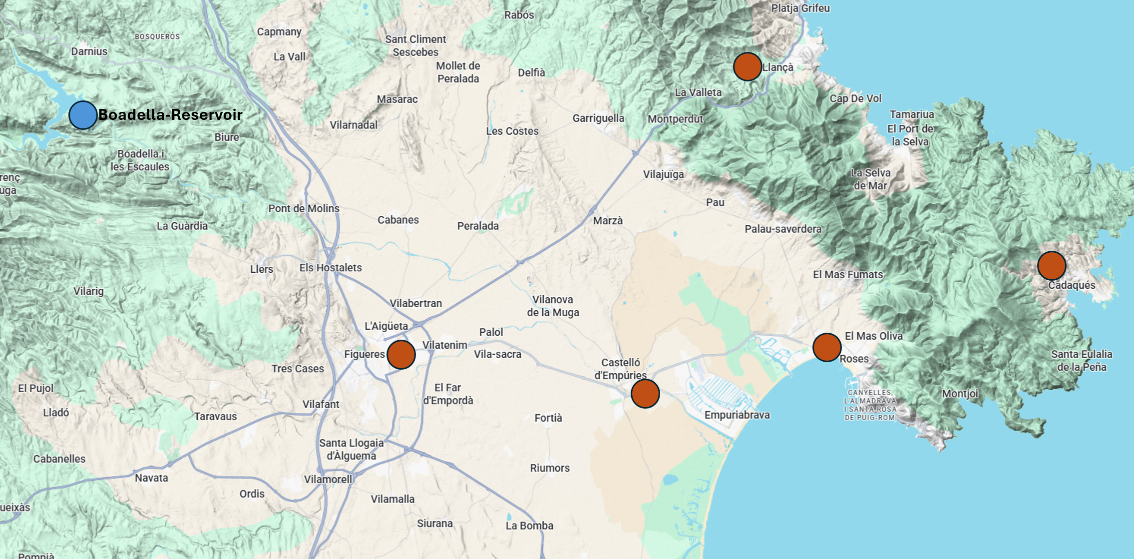 Map of the Muga catchment area